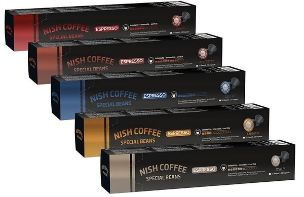 12. Nish Nespresso Uyumlu Kapsül Kahve 5'li Set (Lungo-Italy-Ristrtto-Smooth-Decaf)