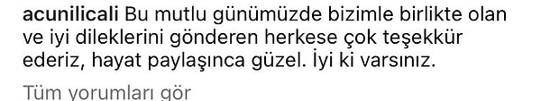 Acun Ilıcalı'nın düğün paylaşımının altına düştüğü ''hayat paylaşınca güzel'' notu ise bu şekilde👇