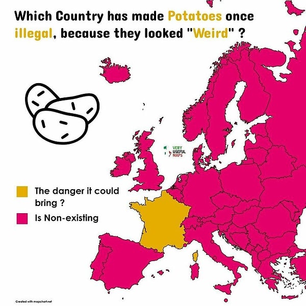 10. Fransa'da bir dönem patateslerin zehirli olduğu gerekçesiyle yasak olduğunu biliyor muydunuz?