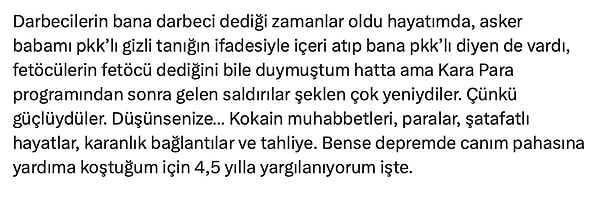 Bu zamana kadar birçok durum ile sorgulandığını söyleyen Uğur, "Kara Para programından sonra gelen saldırılar şeklen çok yeniydiler." açıklamalarında da bulundu.