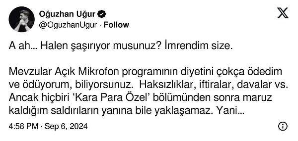 İşte Oğuzhan Uğur'un paylaşımı 👇🏻