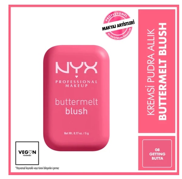 5. Nyx Professional Makeup Buttermelt Blush Kremsi Pudra Allık - 08 Getting Butta