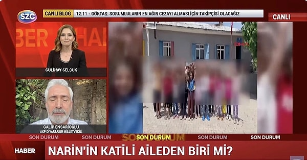 6. 21 Ağustos'tan bu yana bulunamayan Narin Güran'dan acı haber bugün geldi. Cansız bedenine dereyatağında ulaşılan Narin'le ilgili soruşturma sürerken, AKP Milletvekili Galip Ensarioğlu'ndan SZC TV canlı yayınında aileyle ilgili şok açıklamalar geldi.