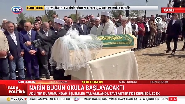 Komşu köyde kılınan cenaze namazından sonra talihsiz kız defin işlemleri için köyüne götürüldü.