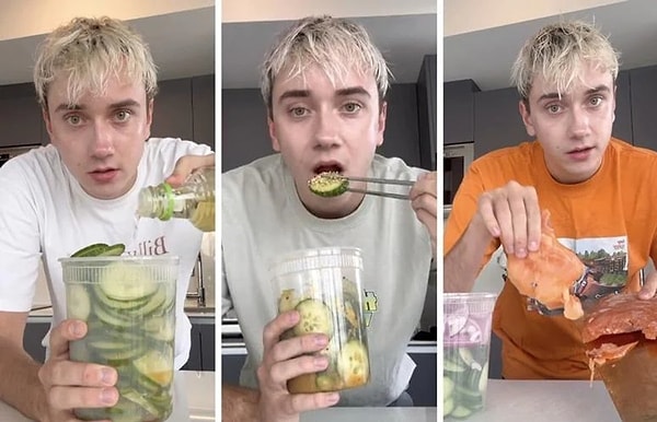 Logan Moffitt, a TikTok creator living in Canada, is also known as the 'Cucumber Guy.'