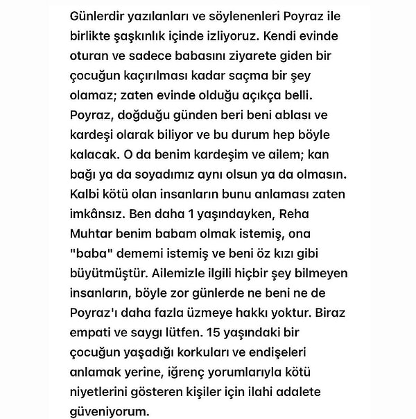 Haklarındaki iddiaları hiçbir şekilde kabul etmeyen Nilüfer'le Reha Muhtar'ın müşterek kızı Ayşe Nazlı Yumlu'dan "Kendi evinde oturan ve sadece babasını ziyarete giden bir çocuğun kaçırılması kadar saçma bir şey olamaz" tepkisi gelmişti.