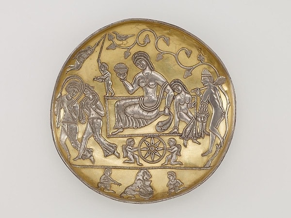 7. 5th to 7th Century AD, Depiction of Androgynous Dionysus with Ariadne and Hercules