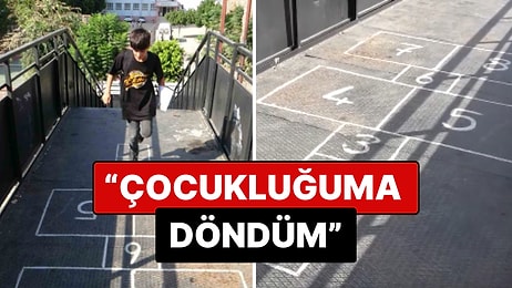 Adana'da Üst Geçide Çizilen Seksek Çocukları Sevindirirken Yaşlıları da Çocukluğuna Götürdü