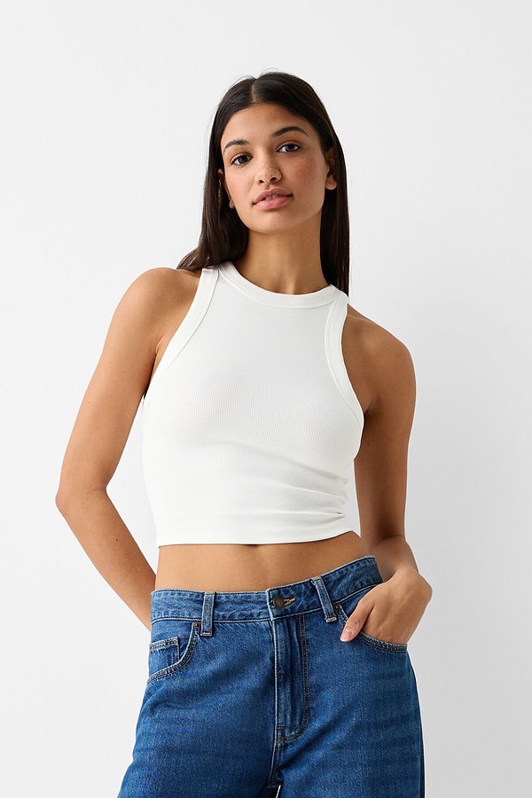 Bershka Fitilli Kolsuz T-shirt