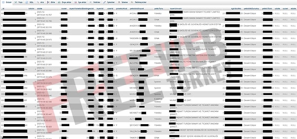 Free Web Turkey'in haberine göre, paylaşılan veriler arasında “işçi” sıfatıyla çalışan yurttaşların adı ve soyadı, TC kimlik numarası, çalıştığı işyeri, işe giriş tarihi, çalışma durumu, işçi kimlik numarası, çalışan kimlik numarası, işyerinin SGK sicil numarası; kimlik numarası, nace kodu, tehlike sınıfı, ünvanı ve belge türü gibi bilgiler bulunuyor.