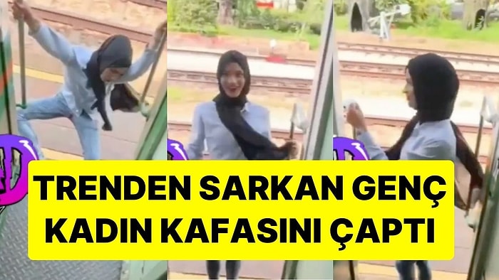 Trenden Sarkan Genç Kadın Kafasını Direğe Çarptı: Kameraya Kaydeden Arkadaşı Ne Yapacağını Şaşırdı