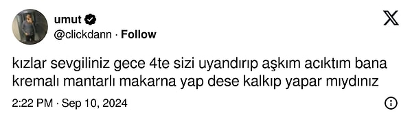 Öyle olacak ki bir kullanıcı, "Sevgiliniz gece sizi uyandırıp acıktığını söylese ne derdiniz?" diye sorarak yepyeni bir tartışmanın fitilini ateşledi.