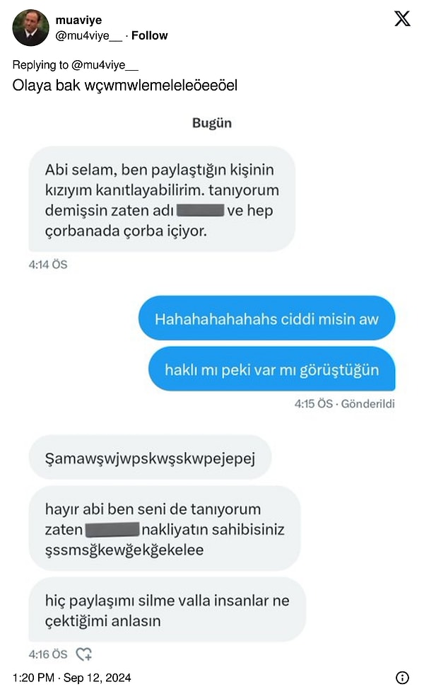 Babası tarafından izlenen kız ise paylaşımı yapan kişiye ulaştı. Durumu izah etti. Siz ne düşünüyorsunuz?