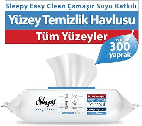 12. Sleepy Easy Clean Çamaşır Suyu Katkılı Yüzey Temizlik Havlusu