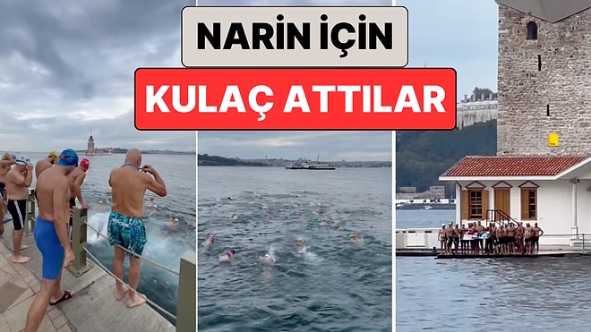 İstanbul'da Bir Grup Vatandaş 8 Yaşında Katledilen Minik Narin İçin Kız Kulesi'ne Kadar Yüzdü