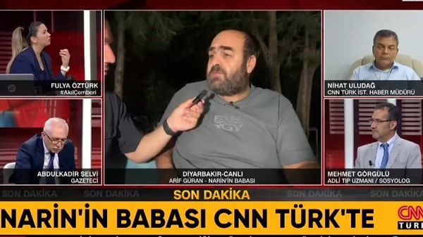 "Gözaltı değil, misafirdim" diyen baba, geçtiğimiz günlerde CNN Türk'te Fulya Öztürk'ün sunduğu Akıl Çemberi programına konuk oldu.