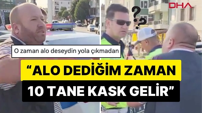 Trafik Çevirmesinde Kasksız Yakalanan Motosikletli, Polisle Tartıştı: "Alo Dediğim Zaman 10 Tane Kask Gelir"