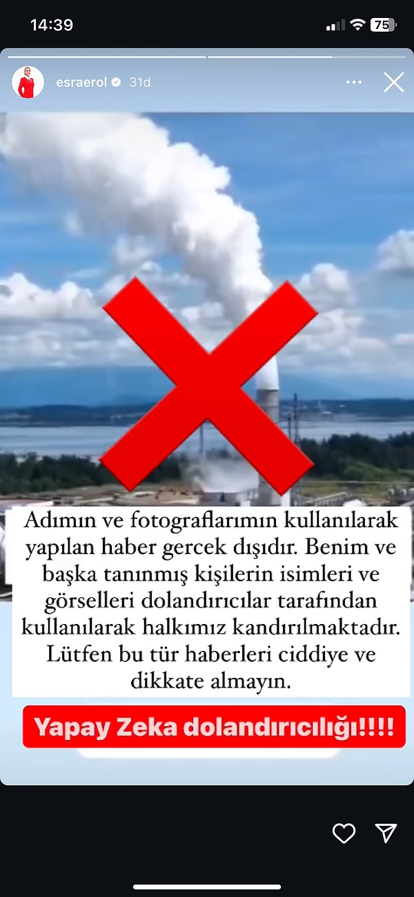 Erol, bu videoyu da paylaşarak "Adımın ve fotoğrafımın kullanılarak yapılan haber asılsızdır" diye yazdı.