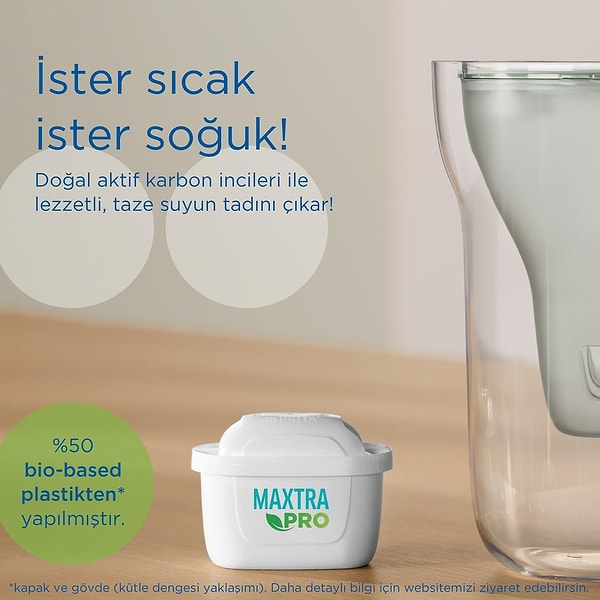 Filtre muhafazasında (kapak ve gövde kısmı) %50 bio-based malzeme kullanılmıştır.