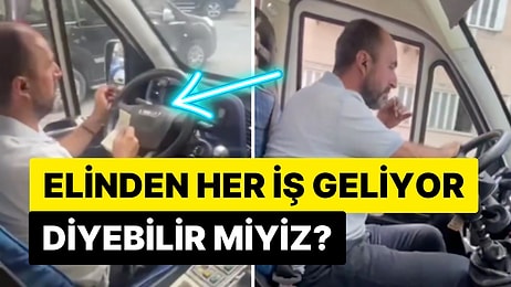 Tek Eliyle Araç Süren Dolmuş Şoförünün Tehlikeli Hareketleri Tepki Topladı