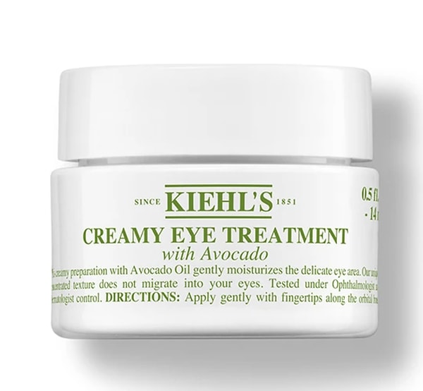 Kiehl's Creamy Eye Treatment, avokado yağı içeriği sayesinde göz çevresine yoğun bir nemlendirme sağlar.