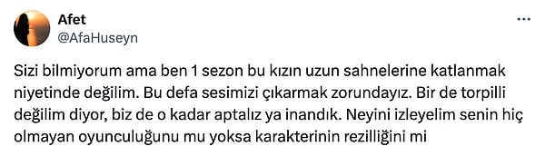 Nilay karakterini sevmeyenler, "Bu karakterin neyini izleyeceğiz? Kesin torpilli" diye yazdı.