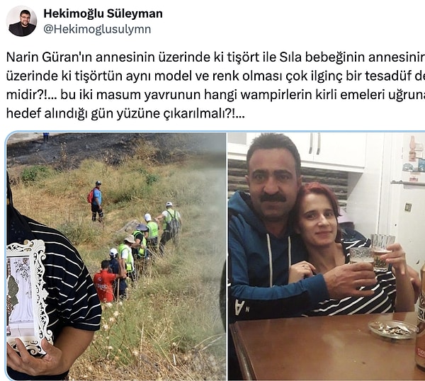 Narin Güran'ın annesinin tişörtüyle Tekirdağ'da istismar sonucu hayatını kaybeden Sıla'nın annesinin tişörtlerinin benzerliğine kafayı takanlar oldu.