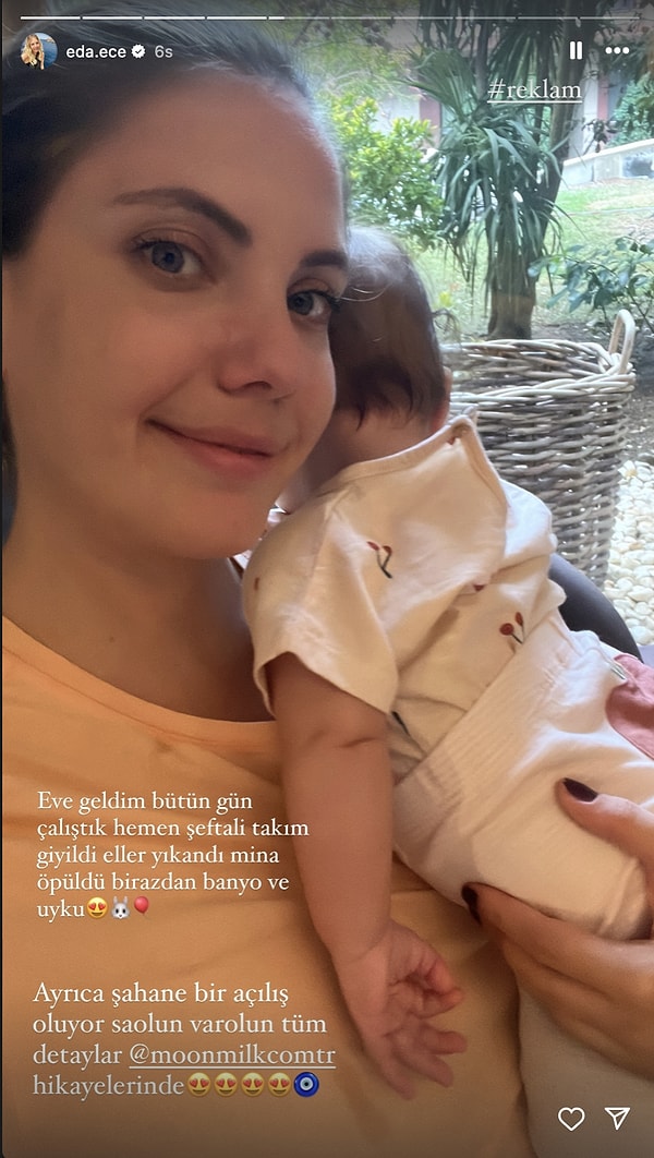 Eda Ece, bütün gün çalıştı, eve Mina'sına kavuştu.