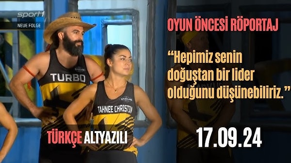 Eski Survivor yarışmacılarından Aycan'la Exatlon'da yarışan Turabi burada da kendine has kişiliğinden ödün vermezken son bölümde Türkçe özlü sözleriyle izleyicileri epey şaşırttı.