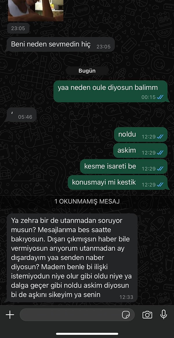 Fakat bir kullanıcı aynı fikirde değil. Erkek arkadaşının duygusal mesajlarını paylaşarak "trip atıyor" demesi üzerine ortalık fena karıştı.