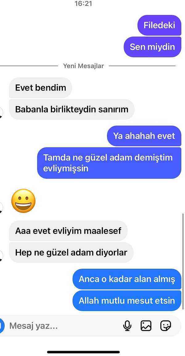 Bir kullanıcı, evli olan bir erkekle olan konuşmasını bu şekilde paylaştı. Adamın "Maalesef evliyim" demesi sosyal medyada tepki uyandırdı.