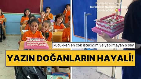 Doğum Günü Yaza Denk Geldiği İçin Okulda Kutlayamayan Tatlı Kıza Ablasından Unutulmayacak Sürpriz