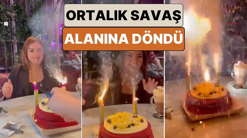 Bir Restoran Hazırladığı Doğum Günü Pastasına Yanlışlıkla Havai Fişek Koyunca Ortalık Savaş Alanına Döndü