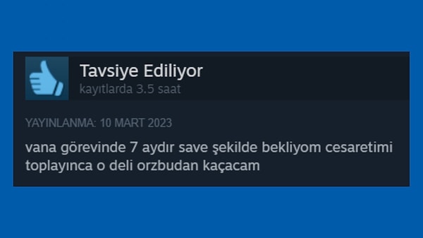 Oynanış süresine bakılırsa toplayamamış.