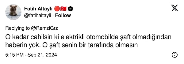 Bu tweete Fatih Altaylı'nın yanıtı ise sert oldu: