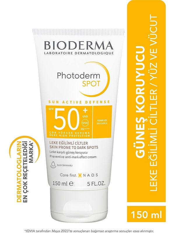 8. Bioderma Photoderm SPOT SPF50+ Leke Karşıtı, Glabridin İçeren Yüksek Korumalı Yüz ve Vücut Güneş Kremi