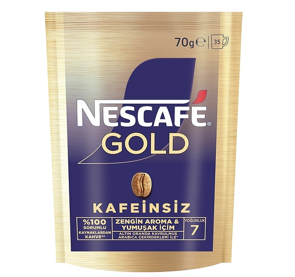 12. Nescafé Gold 100% Kafeinsiz Çözünebilir Kahve Ekopaket