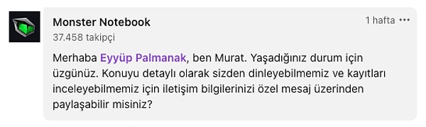 Paylaşıma etiketlelen marka, Eyyüp Palmanak’a ulaşarak sorunu çözmek için adım attı. Hem de ne adım, 2 bin kilometrelik 😄