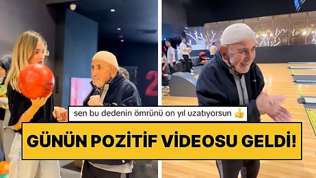 Torunu Vesilesiyle Hayatında İlk Kez Bowling Oynamaya Giden Dedeye Kalpler Eridi