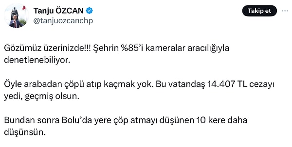 Başkan Tanju Özcan, mobese görüntülerini bu sözleriyle paylaştı.