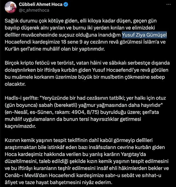 Cübbeli Ahmet'in paylaşımı 👇