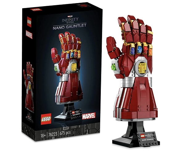 11. LEGO® Marvel Nano Eldiven 76223 - Yetişkin Hayranlar ve Model Severler için Koleksiyonluk Iron Man Eldiveni Yapım Seti (675 Parça)