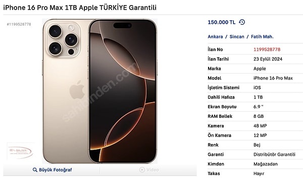 1 TB'lık versiyon ise 150 bin lira civarında seyrediyor.