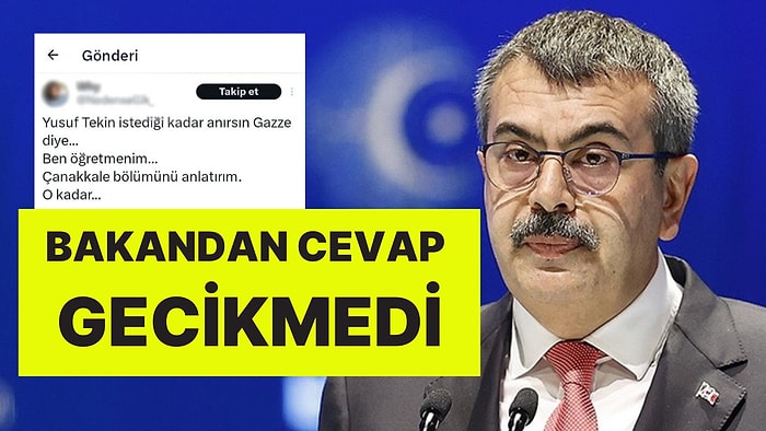 Bakan Yusuf Tekin'e Hakaret Eden Öğretmen Hesabını Kapattı: "Yusuf Tekin İstediği Kadar Anırsın Gazze Diye..."