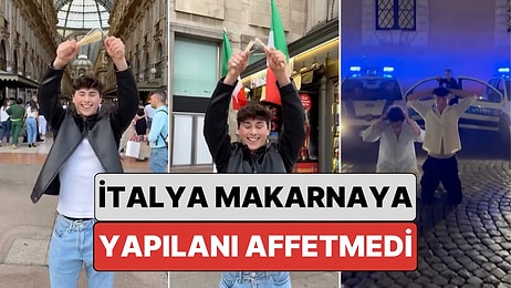 İtalya'nın Bazı Noktalarında Makarna Kırdığı Videolar Çeken Gencin Başı İtalyan Polisiyle Derde Girdi