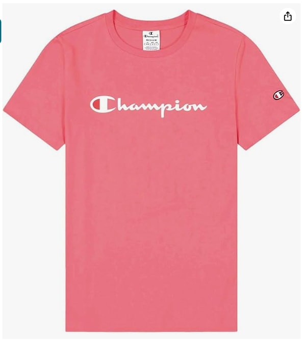 9. Champion Legacy Bisiklet Yaka Büyük Logo Düz Kesim T-Shirt, Kadın