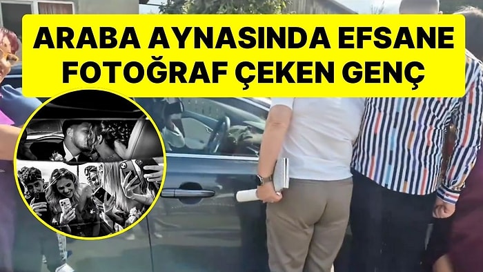 Gördüğünüz Tüm Havalı Düğün Fotoğraflarını Unutun: Araba Aynasıyla Efsane Fotoğraf Çeken Genç