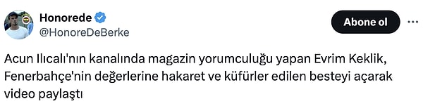 Evrim'in bu paylaşımı sosyal medyada Fenerbahçeliler tarafından epey tepki çekti.