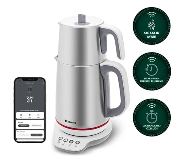 7. Homend Royaltea Smart 1790H Inox Konuşan Çay Makinesi