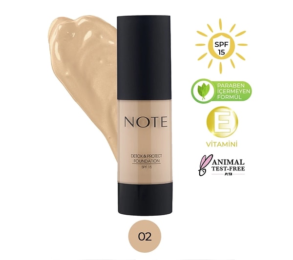 6. Note Detox & Protect Fondöten Canlandırıcı Etki 02 Natural Beige